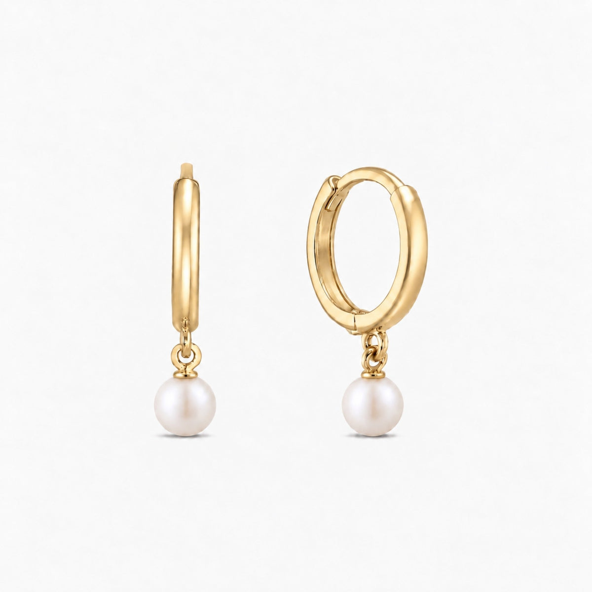 Cercei rotunzi „Soraya” din Aur 14K 10 mm cu Perle de Cultură 4 mm