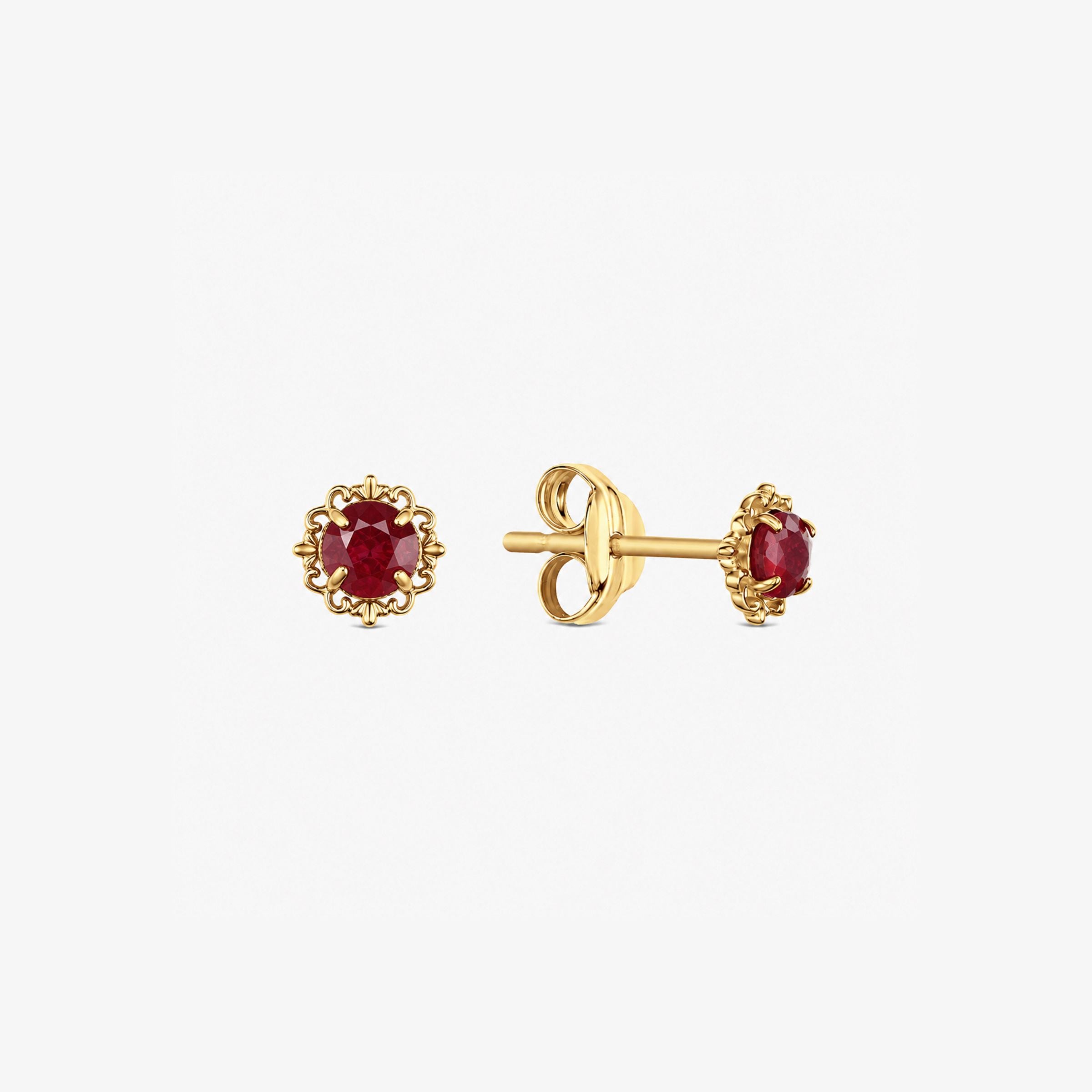 "Hana" 14K Gold Earrings with Natural Ruby