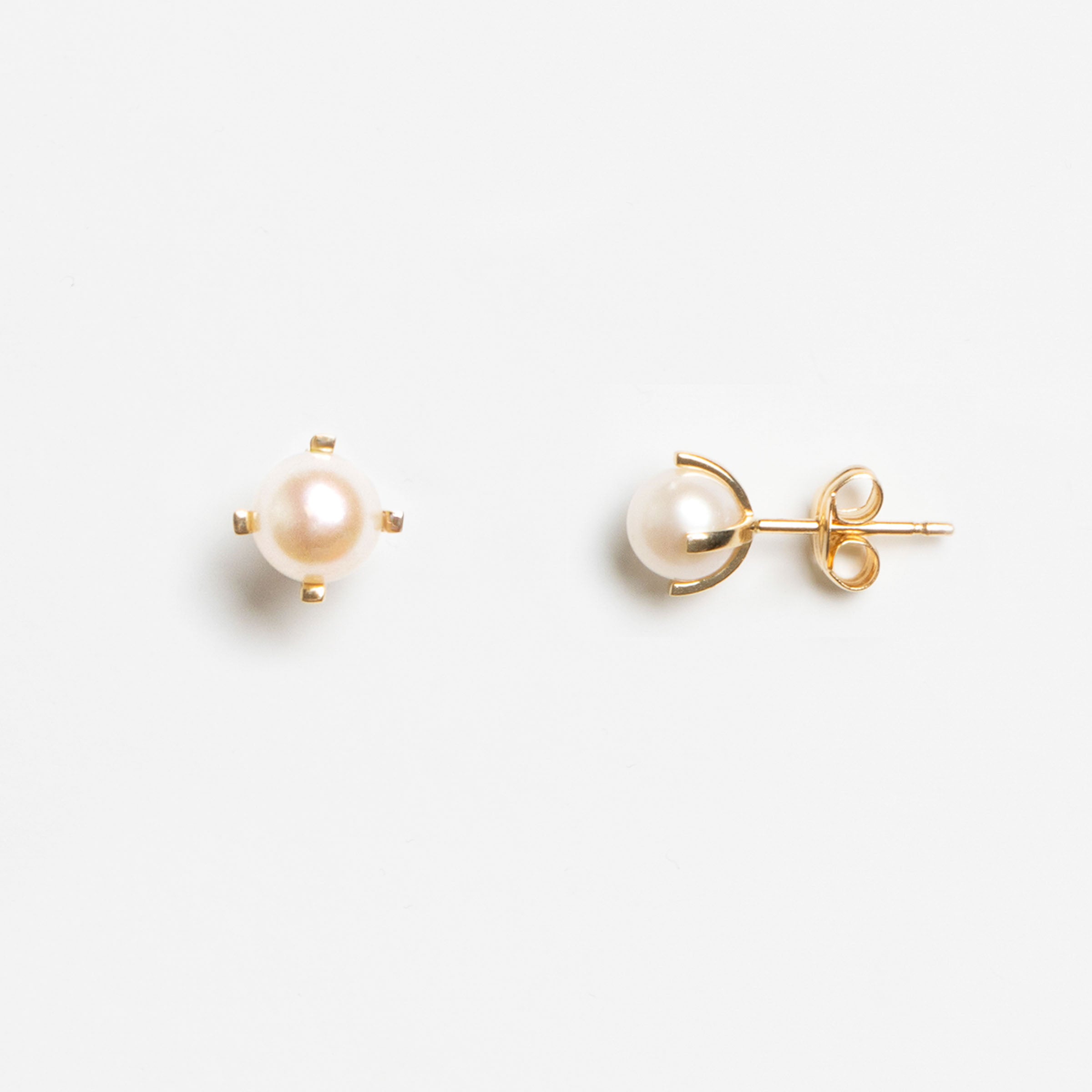 Cercei Stud „Miko” din Aur 14K cu Perle Naturale AAA 6 mm