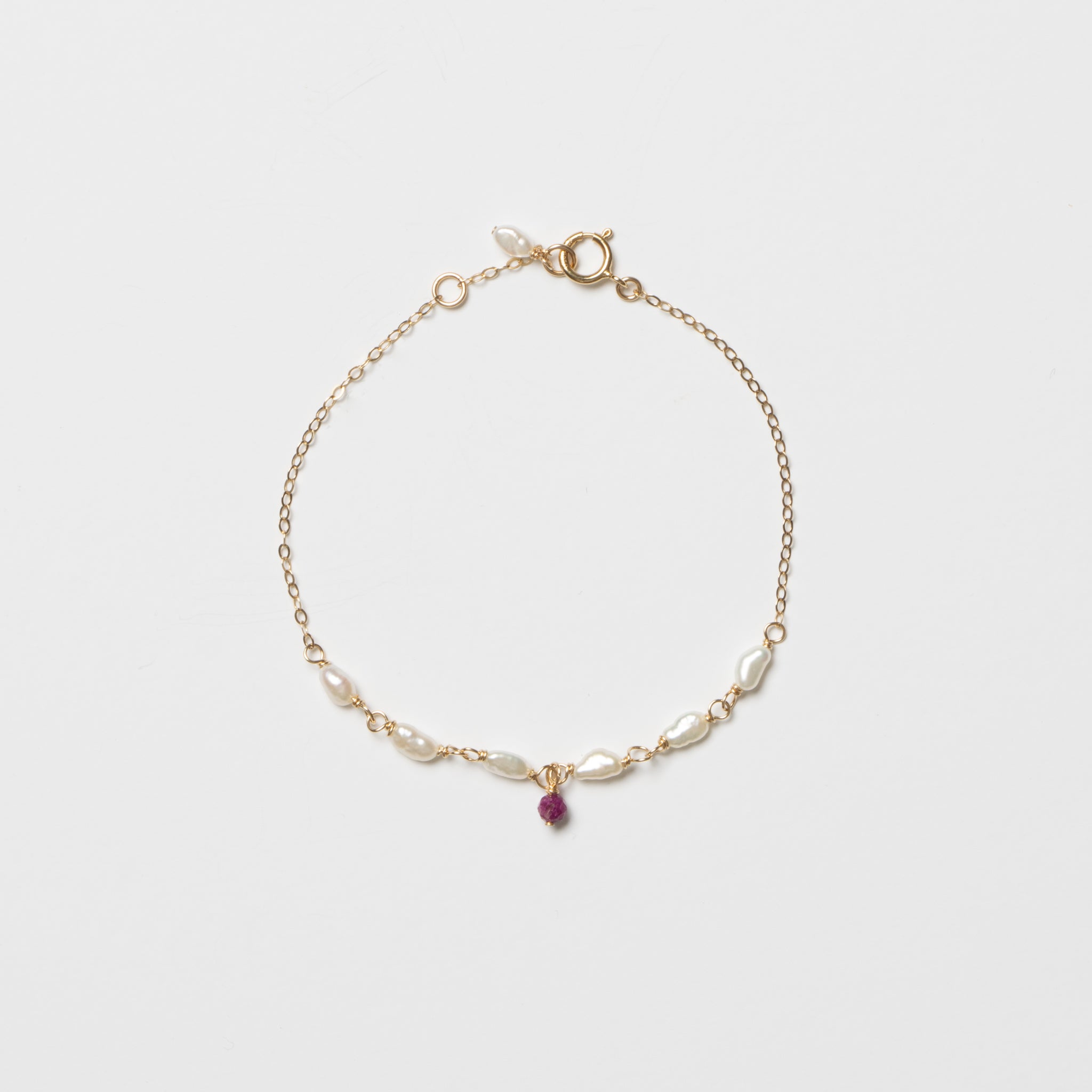 One Ruby Pearl Bracelet