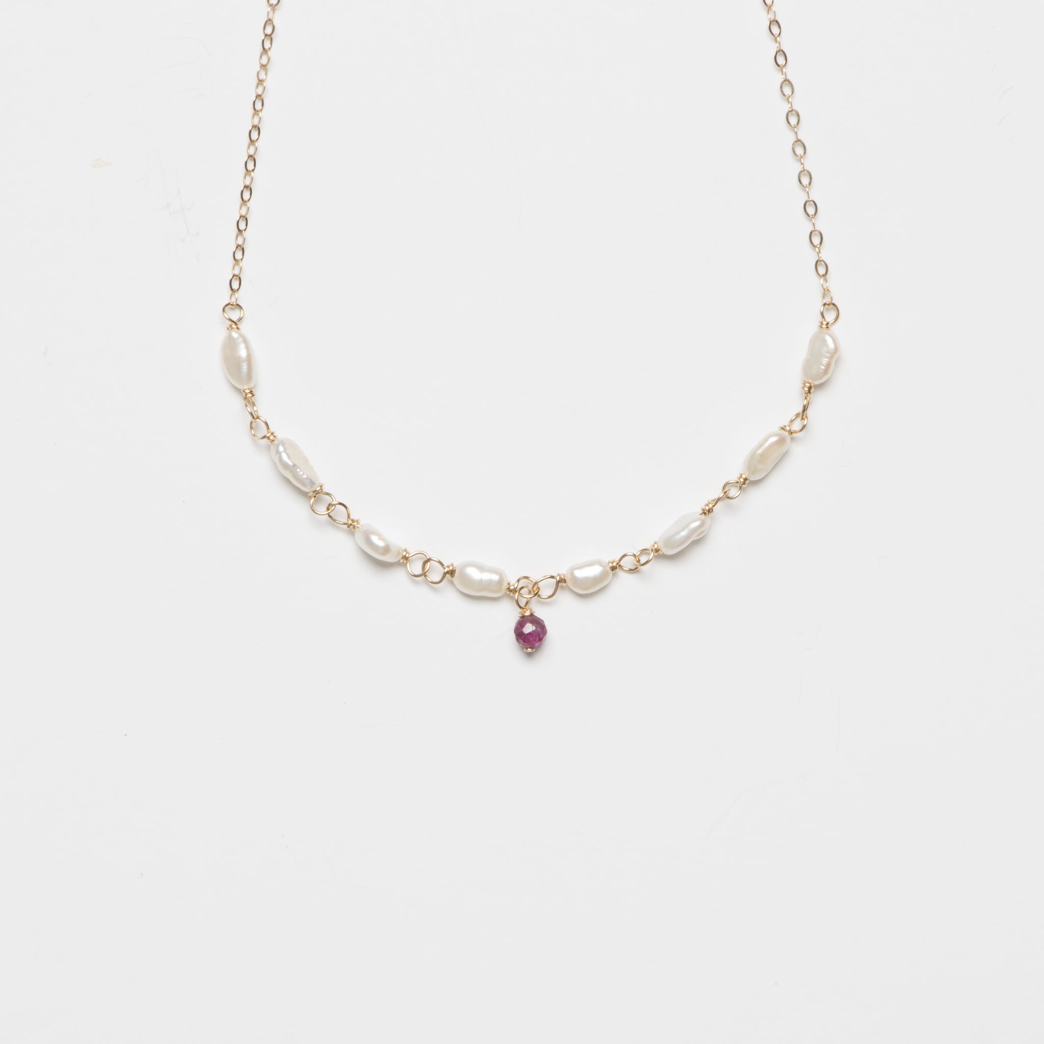 One Ruby Pearl Chain